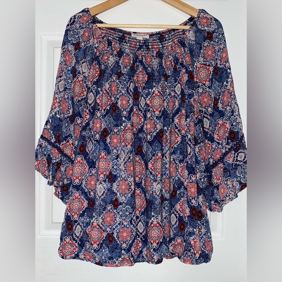 Tops - Westport 2X Bohemian Blue and Red Women's Top